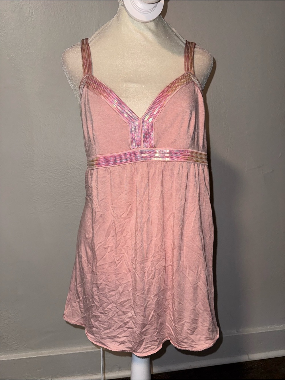 Express Pink Sequin-Trim Tank Top